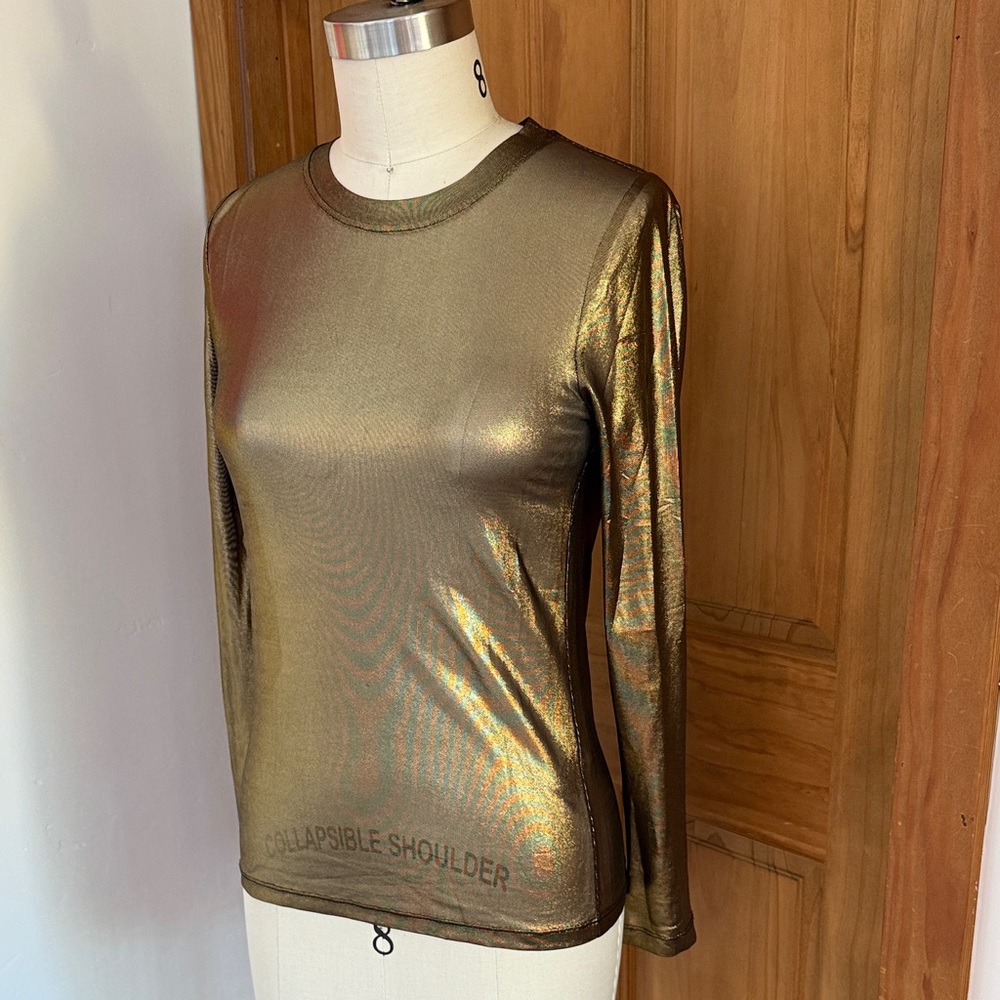 Metallic Gold Long Sleeve Top